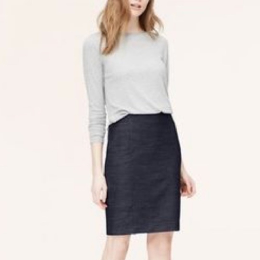LOFT dark chambray pencil skirt
